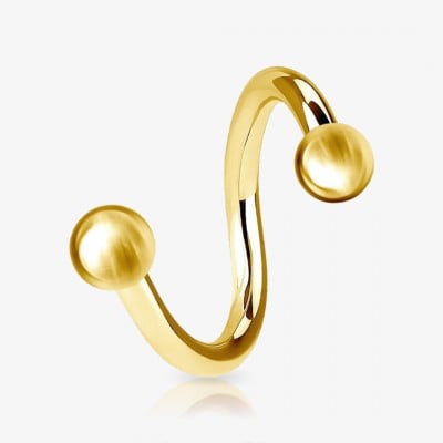Piercing Espiral Dourado Bolinha Aço - Piercings Espiral / Twister