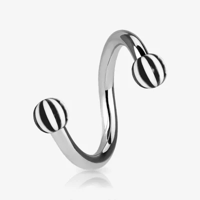Piercing Espiral Prateado Bolinha Pirulito - Piercings Espiral / Twister