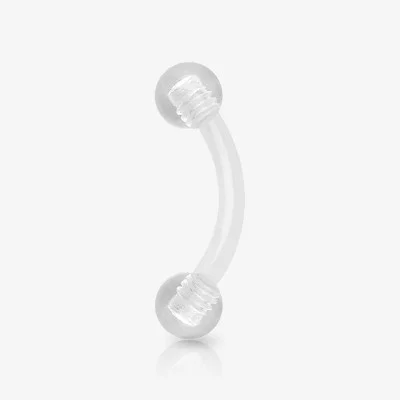 Piercing Curvo de Acrílico Flexível - Bolinha Translúcida - Piercings de Sobrancelha