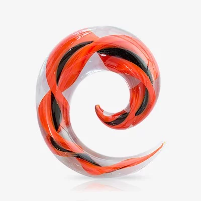 Espiral Caracol Vidro Preto e Vermelho - Início