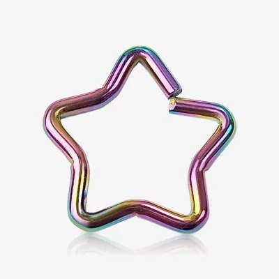 Piercing Argola de Aço Cirúrgico Rainbow - Estrela Dobrável - Piercings Argola