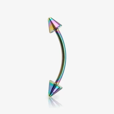 Piercing Curvo de Aço Cirúrgico Rainbow - Spike - Piercings de Sobrancelha