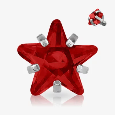 Estrela de Zircônia Cravada Vermelha - para base Microdermal - Piercings Microdermal